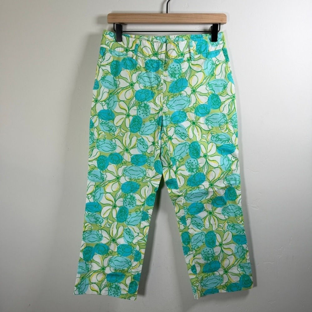 Vintage Lilly Pulitzer Capri Pants Sz 4 Guava Green Crab Cake Crop Chino Preppy